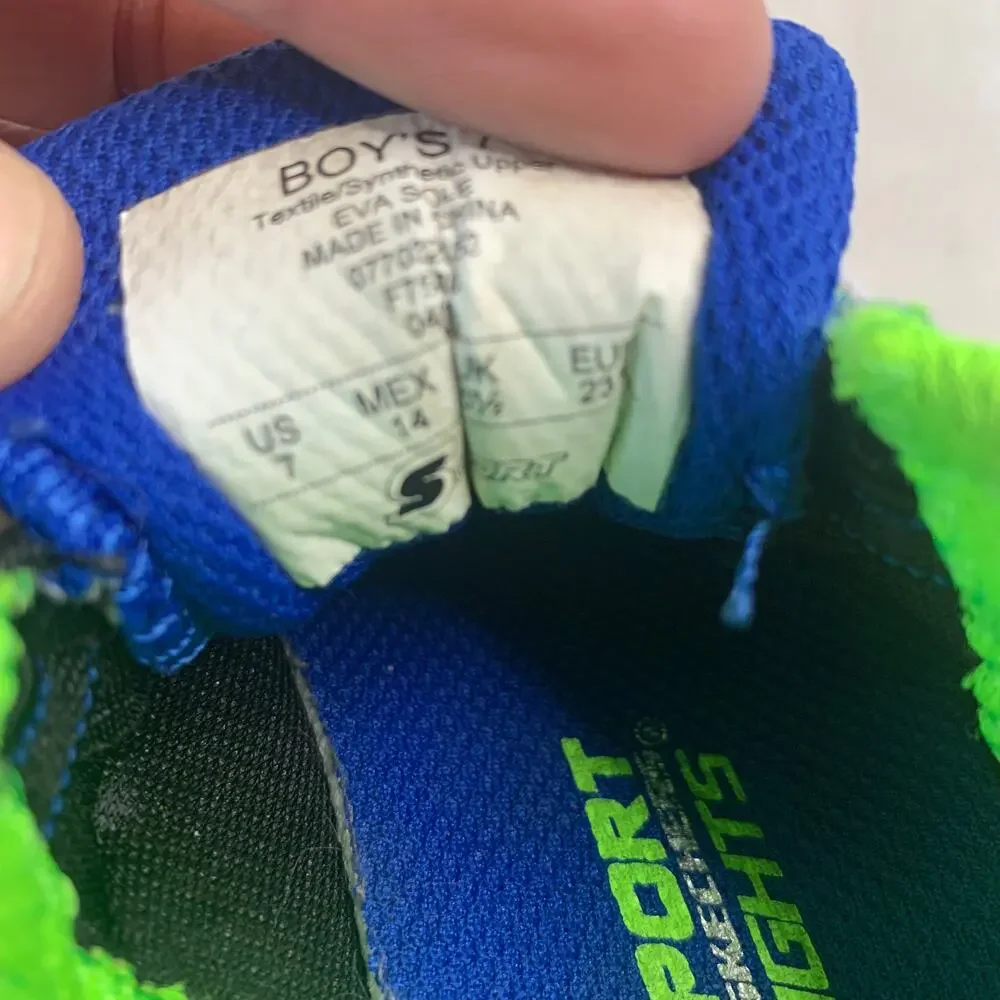 Skechers Toddler Boys Sz 7 Eva Sole Neon Green Black Light Up Sneakers Shoes
